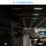 0-10V dimmable black LED linear strip fixture providing adjustable brightness for warehouses and commercial spaces
