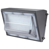 Front view of the 100W Semi Cutoff LED Wall Pack delivering 13,000 lumens with selectable 3000K, 4000K, and 5000K color temperatures, integrated dusk-to-dawn photocell, and 120-277V operation.