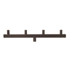 180° Low Profile Quad Bullhorn Tenon Adapter for 4 LED Light Fixtures, Four 2-3/8" O.D. Vertical Tenons, Heavy-Duty Galvanized Steel Pole Top Mount, Bronze Finish for Parking Lot, Shoebox, Street, Flood & Area Lights