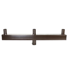 180° Low Profile Triple Bullhorn Tenon Adapter for 3 LED Light Fixtures, 2-3/8" O.D. Vertical Tenons, Heavy-Duty Steel Pole Top Mount, Low Profile Bronze Finish for Parking Lot, Shoebox, Street, Flood & Area Lights