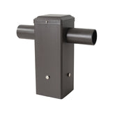 Double Tenon Adapter for 4-Inch Square Pole, Dual 2-3/8" O.D. Horizontal Tenons, Heavy-Duty Steel Pole Top Mount, Dark Bronze Finish for LED Parking Lot, Shoebox, Street, Flood & Area Lights