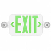 LED Green Exit Sign with Dual Adjustable Emergency Lights, Battery Backup, Universal 120/277V, 90+ Minute Emergency Runtime, Commercial Emergency Exit Sign, Wall or Ceiling Mount