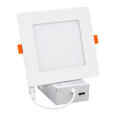 4 Inch Slim Square LED Recessed Downlight, 720 Lumens, 5CCT Selectable 2700K/3000K/3500K/4000K/5000K, Canless IC Rated Ceiling Light with Junction Box, 9W Dimmable Ultra-Thin Wafer Light, 18-27W MH/HPS Equivalent, 120V, CRI 90+, 5-Year Warranty