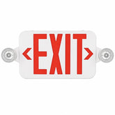 LED Red Exit Sign with Dual Adjustable Emergency Lights, Battery Backup, Universal 120/277V, 90+ Minute Emergency Runtime, Commercial Emergency Exit Sign, Wall or Ceiling Mount
