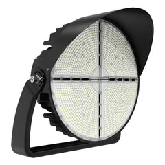 800W/1000W/1200W Selectable LED Sports Flood Light, Up to 186,000 Lumens, 155 LM/W, 5000K Daylight White, 200-480V, 30°/45°/60° Tunable Beam Angle, 0-10V Dimmable, IP65 Waterproof, Black Housing, 5-Year Warranty