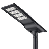 100W Solar LED Street Light, 10,000 Lumens, 5700K Daylight, 250W Metal Halide Equivalent, All-in-One Outdoor Solar Parking Lot Light, IP66 Waterproof, Motion Sensor, Dusk-to-Dawn, Adjustable Mount, Black Housing