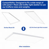 2x4 LED Flat Panel Light Surface Mount – Aluminum 2x4 Ceiling Frame with Mounting Screws, Easy Install, Durable White Frame for Ceiling Lights 6 Pack