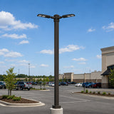 4-Inch Square Pole Tenon Adapter with Dual 90° Horizontal 2-3/8" O.D. Tenons, Heavy-Duty Steel Pole Top Mount, Dark Bronze Finish for LED Parking Lot, Shoebox, Flood, Street & Area Lights