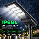 100W Solar LED Street Light, 10,000 Lumens, 5700K Daylight, 250W Metal Halide Equivalent, All-in-One Outdoor Solar Parking Lot Light, IP66 Waterproof, Motion Sensor, Dusk-to-Dawn, Adjustable Mount, Black Housing