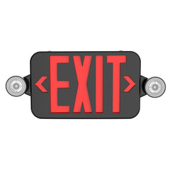 Black LED Combo Emergency Exit Sign with Dual Adjustable Emergency Lights | 120/277V | 90-Minute Battery Backup | Wall & Ceiling Mount