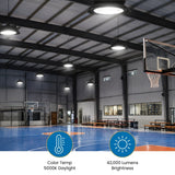 300W UFO LED High Bay Light – 42,000 Lumens, 5000K Daylight White, 140 lm/W, 0–10V Dimmable, 120–277V, 90° Beam Angle, UL, cUL & DLC Listed, LIFUD Driver, Hook Mount, 1000W Metal Halide Equivalent, 5-Year Warranty