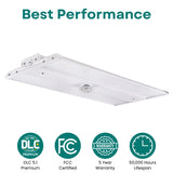 2FT LED Linear High Bay Light – 110W/165W/220W Selectable, 4000K/5000K CCT Tunable, Up to 30,800 Lumens, 140 LM/W, Philips LED Chips, UL Driver, 0-10V Dimmable, 90-277V, Sensor Ready, 700W Metal Halide Equivalent
