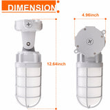 21W Vapor Tight LED Jelly Jar Light, Caged Ceiling & Wall Mount Utility Light, 2,562 Lumens, 5000K Daylight White, IP65 Waterproof, UL/cUL Certified, 120-277 VAC, Commercial & Industrial Lighting Fixture, 5-Year Warranty