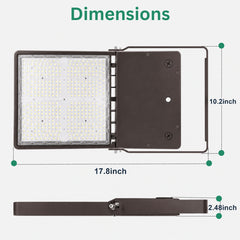 240W/300W Selectable LED Flood Light, Up to 42,000 Lumens, 5000K Daylight White, 120-277V, Photocell Ready, 1,000W/1,500W Metal Halide Equivalent, 0-10V Dimmable, IP65 Waterproof, UL & DLC Certified, 5-Year Warranty
