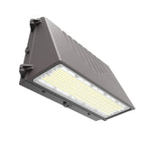 60W/90W/100W/120W Selectable LED Wall Pack Light, 4 Wattage & 3CCT 3000K/4000K/5000K, 160 lm/W, 120-277V AC, 0-10V Dimmable, Built-In Photocell, Type III Full Cutoff, IP65, DLC Premium, UL/cUL Listed, Bronze Aluminum Housing