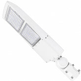 300W LED Parking Lot Light, 42,000 Lumens, 5000K Daylight White, Type III/Type V Distribution, 120-277V, Photocell Ready, 1,000W Metal Halide Equivalent, 0-10V Dimmable, IP65 Waterproof, White Housing, UL & DLC Certified, 5-Year Warranty