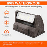 40W Rotatable LED Wall Pack operating in rain with an IP65-rated weatherproof housing for reliable outdoor commercial lighting in rain, snow, and harsh environments.