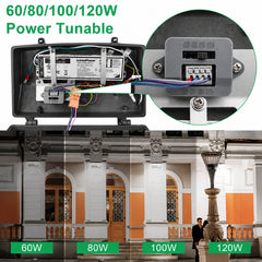 Internal wattage selector for the Selectable LED Full Cutoff Wall Pack allowing installers to choose 60W, 80W, 100W, or 120W output during installation for flexible commercial lighting.