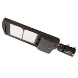 200W/240W/300W selectable LED parking lot light with bronze housing, adjustable mount, and 3CCT color selection for commercial outdoor lighting.