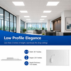 2x4 LED Flat Panel Light 4-Pack - 5CCT & 5-Wattage Selectable - 0-10V Dimmable - 120-277V - 15W/20W/25W/30W/40W - 3500K/4000K/5000K/5700K/6500K - Backlit LED Ceiling Light for Offices, Schools & Commercial Spaces