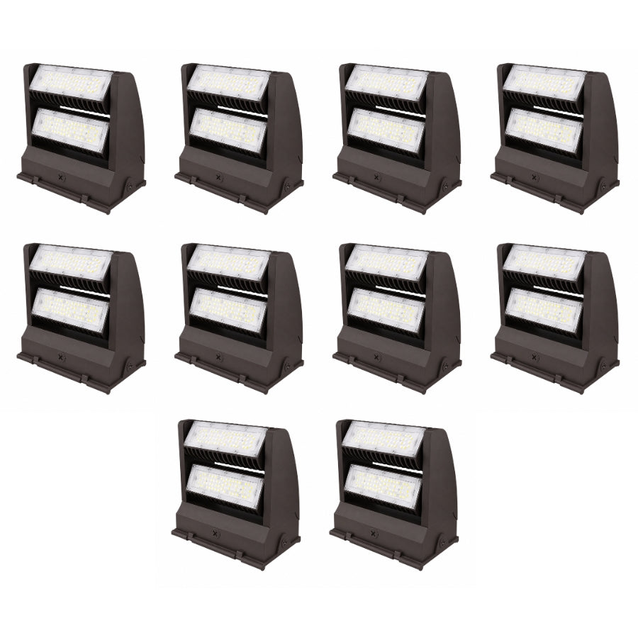 80W Rotatable LED Wall Pack | 10,800 Lumens | 350° Adjustable Optics | 120-277V | DLC Premium