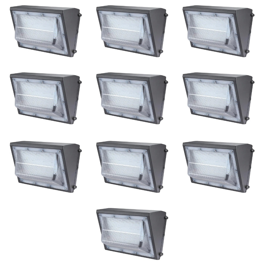 Ten-pack of 60W Semi Cutoff LED Wall Pack fixtures designed for large-scale commercial, warehouse, industrial, and multi-building outdoor lighting installations.