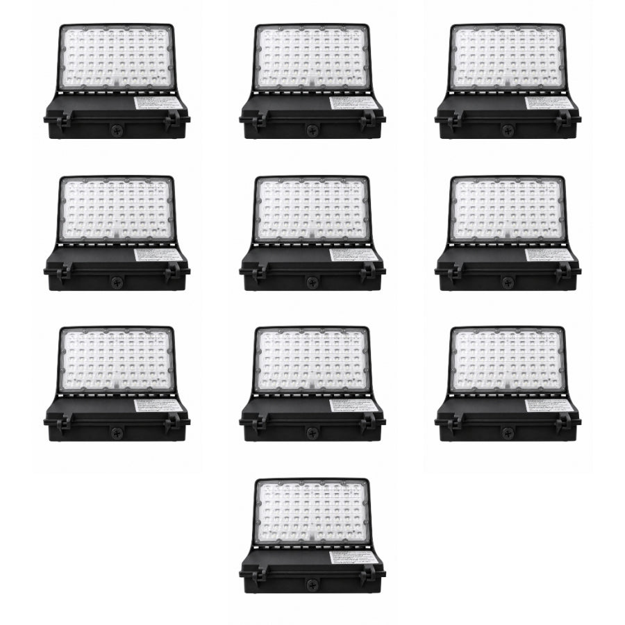 Ten-pack of Selectable LED Full Cutoff Wall Pack fixtures delivering up to 10,400 lumens each with selectable wattage, selectable 3000K, 4000K, and 5000K color temperatures, built-in dusk-to-dawn photocells, and commercial-grade outdoor performance.