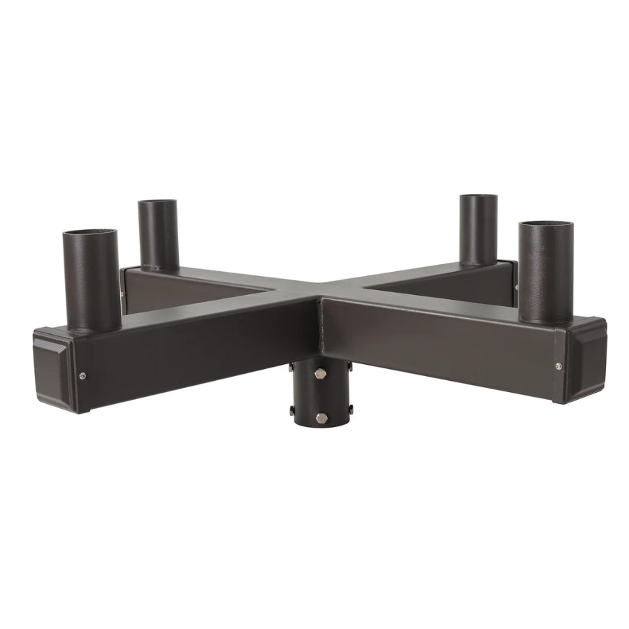 90° Quad Square Vertical Tenon Adapter for 4 LED Light Fixtures, 4-Way 2-3/8" O.D. Vertical Tenons, Heavy-Duty Steel Pole Top Mount, Bronze Finish for Parking Lot, Shoebox, Flood, Street & Area Lights