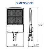 200W/240W/300W Selectable LED Parking Lot Light, 42,000 Lumens, 5000K Daylight White, Type III/Type V Distribution, 120-277V, 1,000W Metal Halide Equivalent, 0-10V Dimmable, IP65 Waterproof, Bronze Housing, UL & DLC Certified, 5-Year Warranty