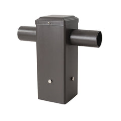 Double Tenon Adapter for 4-Inch Square Pole, Dual 2-3/8" O.D. Horizontal Tenons, Heavy-Duty Steel Pole Top Mount, Dark Bronze Finish for LED Parking Lot, Shoebox, Street, Flood & Area Lights