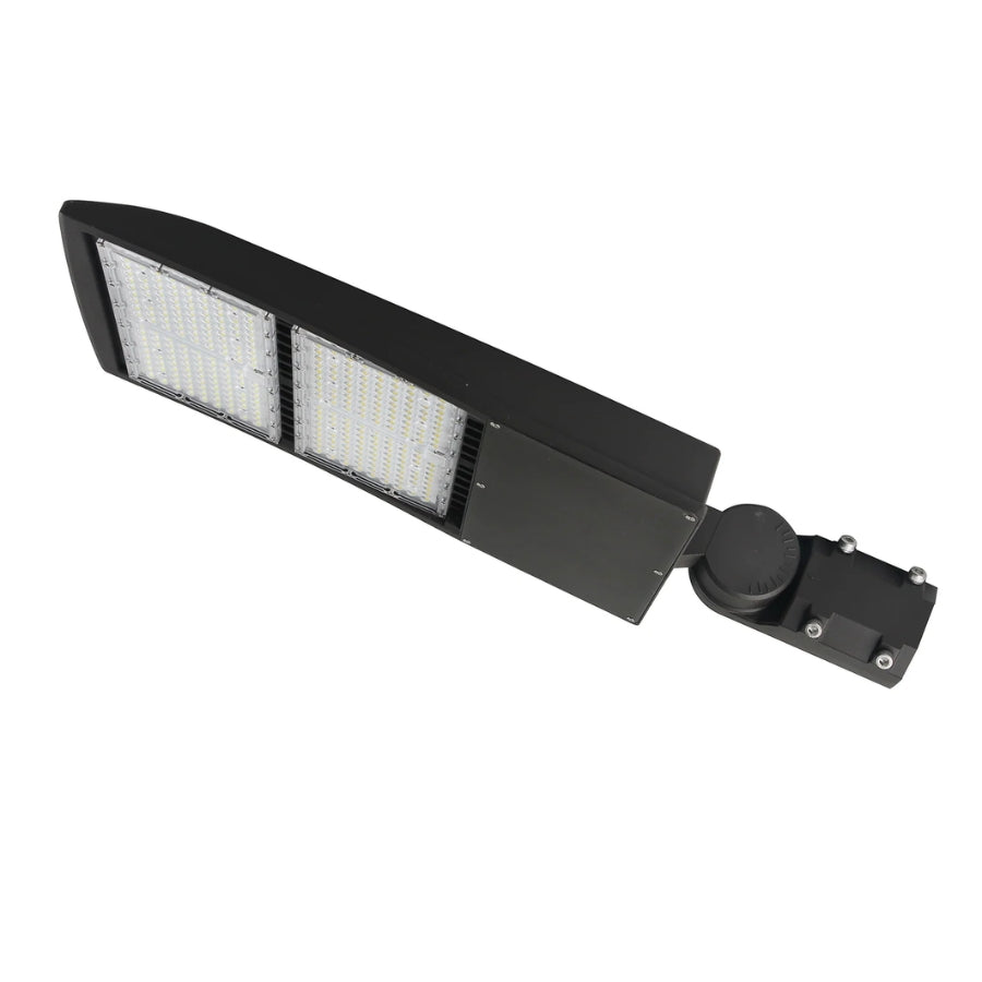200W LED Parking Lot Light with Photocell | 28,000 Lumens | 5000K Daylight White | 120-277V | Type III/Type V | DLC Premium | Bronze Housing