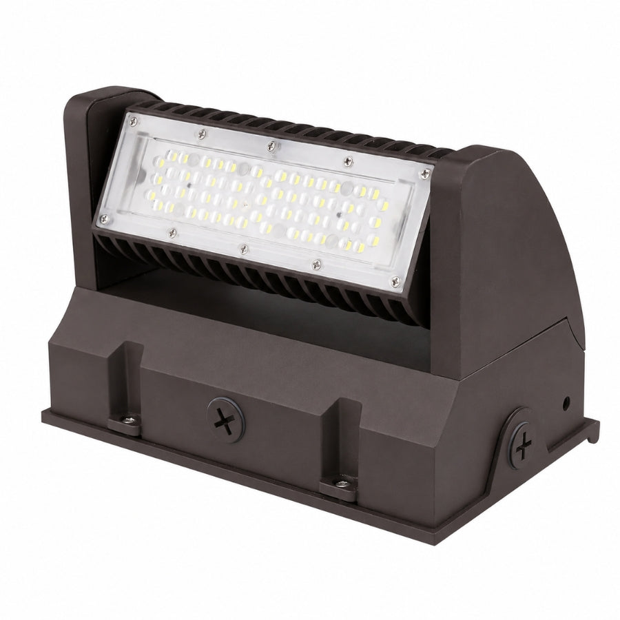 40W Rotatable LED Wall Pack | 5,400 Lumens | 350° Adjustable Optics | 120-277V | DLC Premium
