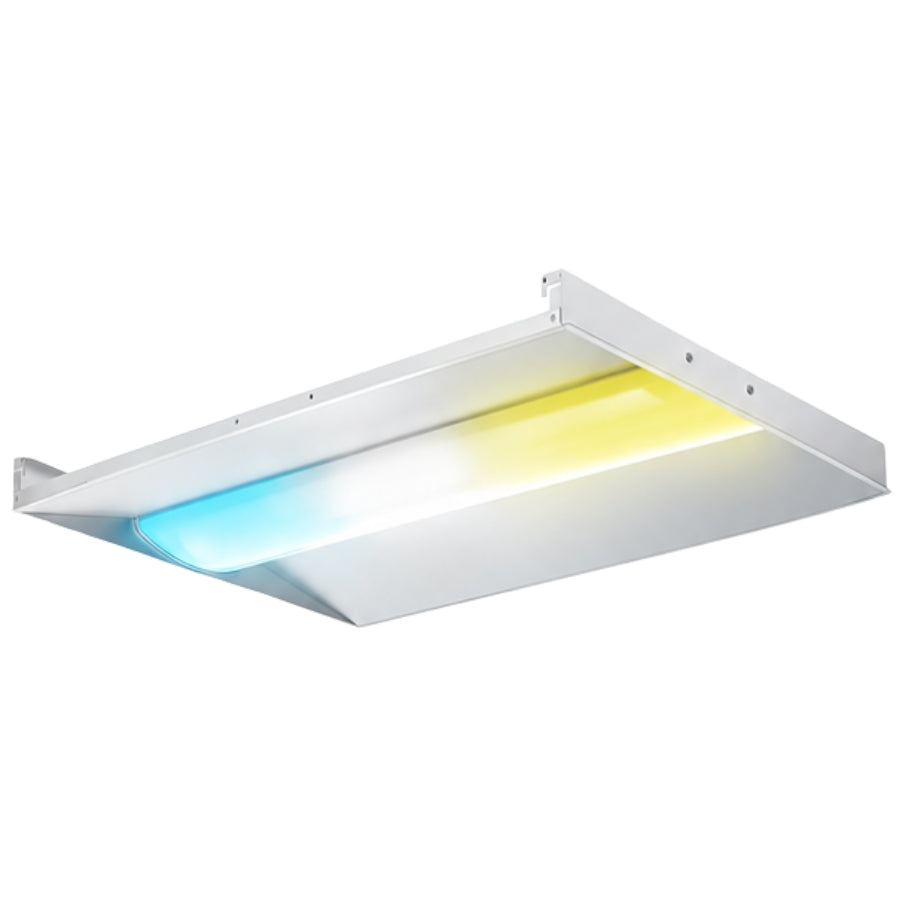 2x2 LED Center Basket Troffer Light, 30W/35W/40W Selectable, 3000K/4000K/5000K 3CCT Adjustable, 0-10V Dimmable Commercial Recessed Ceiling Light, LED Troffer Panel for Office, School, Hospital & Drop Ceiling, ETL DLC 120-277V