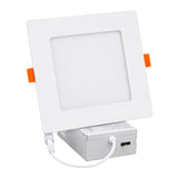 4 Inch Slim Square LED Recessed Downlight, 720 Lumens, 5CCT Selectable 2700K/3000K/3500K/4000K/5000K, Canless IC Rated Ceiling Light with Junction Box, 9W Dimmable Ultra-Thin Wafer Light, 18-27W MH/HPS Equivalent, 120V, CRI 90+, 5-Year Warranty