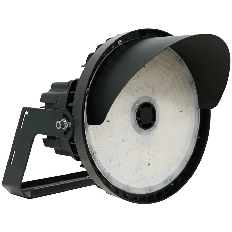 300W/400W/500W Selectable LED Sports Flood Light, Up to 75,000 Lumens, 5000K Daylight White, 100-277V, Tunable 30°/40°/60° NEMA 4 Beam Distribution, 0-10V Dimmable, IP65 Waterproof, Brown Housing, Commercial Outdoor Stadium & Area Light, 5-Year Warranty