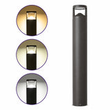 3CCT Bollard LED Light, 24W Outdoor LED Bollard Light, 3120 Lumens, Selectable 3000K/4000K/5000K, 120-277V AC, 130 lm/W, 42-Inch Round Pathway & Landscape Light, Dark Bronze Finish, IP65 Waterproof, UL/cUL & DLC