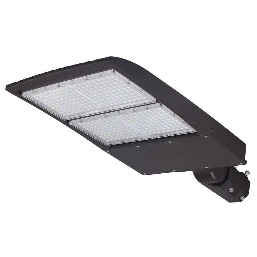 UpgradeToLED selectable 200W, 240W, and 300W LED parking lot light delivering up to 42,000 lumens with bronze housing and 5000K daylight white output.