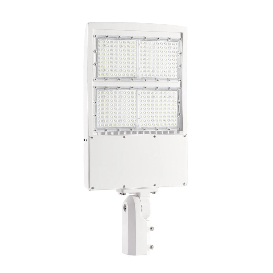 300W LED Parking Lot Light | 42,000 Lumens | 5000K Daylight White | 120-277V | Type III/Type V Distribution | DLC Premium | White Housing