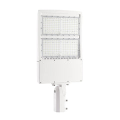300W LED Parking Lot Light | 42,000 Lumens | 5000K Daylight White | 277-480V | Type III/Type V Distribution | DLC Premium | White Housing