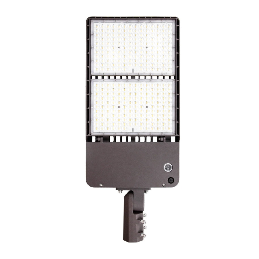 300W/350W/400W/450W/500W Selectable LED Shoebox Light | Up to 80,000 Lumens | 3CCT Tunable | Type III Distribution | 120-277V | DLC Premium | IP65 Rated
