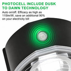 Close-up of the built-in dusk-to-dawn photocell on the 26W LED Mini Wall Pack for automatic on/off operation and energy-saving outdoor lighting.