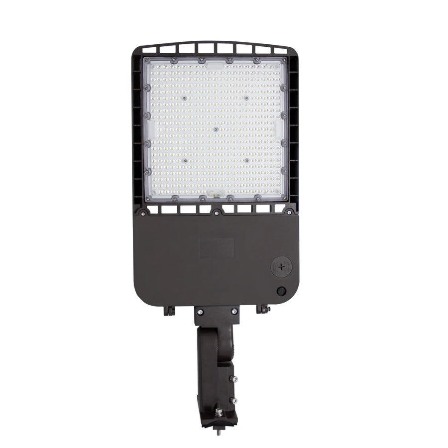 300W LED Parking Lot Light with Photocell | 42,000 Lumens | 5000K Daylight White | 120-277V | DLC Premium | Bronze Housing