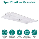2FT LED Linear High Bay Light – 110W/165W/220W Selectable, 4000K/5000K CCT Tunable, Up to 30,800 Lumens, 140 LM/W, Philips LED Chips, UL Driver, 0-10V Dimmable, 90-277V, Sensor Ready, 700W Metal Halide Equivalent