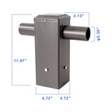 Double Tenon Adapter for 4-Inch Square Pole, Dual 2-3/8" O.D. Horizontal Tenons, Heavy-Duty Steel Pole Top Mount, Dark Bronze Finish for LED Parking Lot, Shoebox, Street, Flood & Area Lights