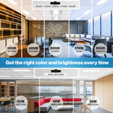 Comparison of office interior lighting with color temperature and brightness labels.