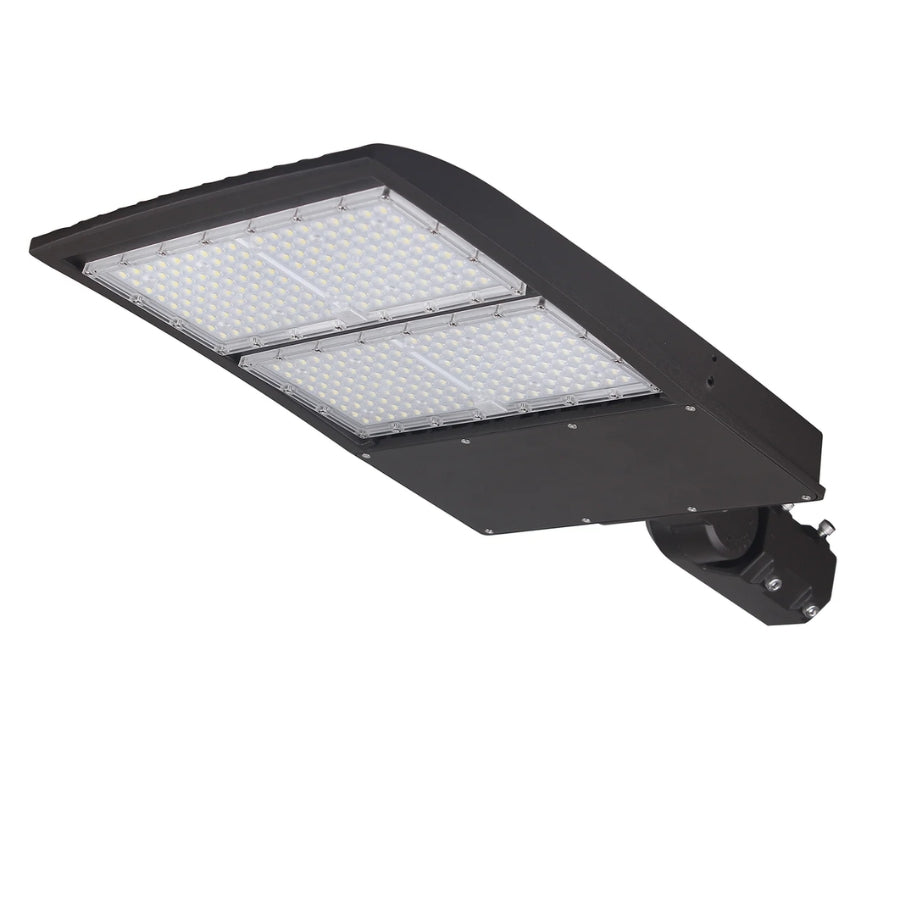 300W LED Parking Lot Light | 42,000 Lumens | 5000K Daylight White | 277-480V | Type III/Type V | DLC Premium | Bronze Housing