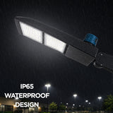 200W/240W/300W Selectable LED Parking Lot Light with Photocell, Up to 39,000 Lumens, 130 LM/W, 1,000W Metal Halide Equivalent, 100-277V, 0-10V Dimmable, Bronze Shoebox Area Light, Slip Fitter/Arm Mount/Yoke Bracket, UL Listed