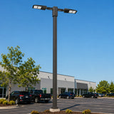 Double Tenon Adapter for 4-Inch Square Pole, Dual 2-3/8" O.D. Horizontal Tenons, Heavy-Duty Steel Pole Top Mount, Dark Bronze Finish for LED Parking Lot, Shoebox, Street, Flood & Area Lights