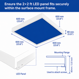 2x2 LED Panel Light Surface Mount – 6 Pack, Aluminum 2x2FT Ceiling Frame Kit with Screws, Easy Install, Durable White Frame for Flat Panel Lights