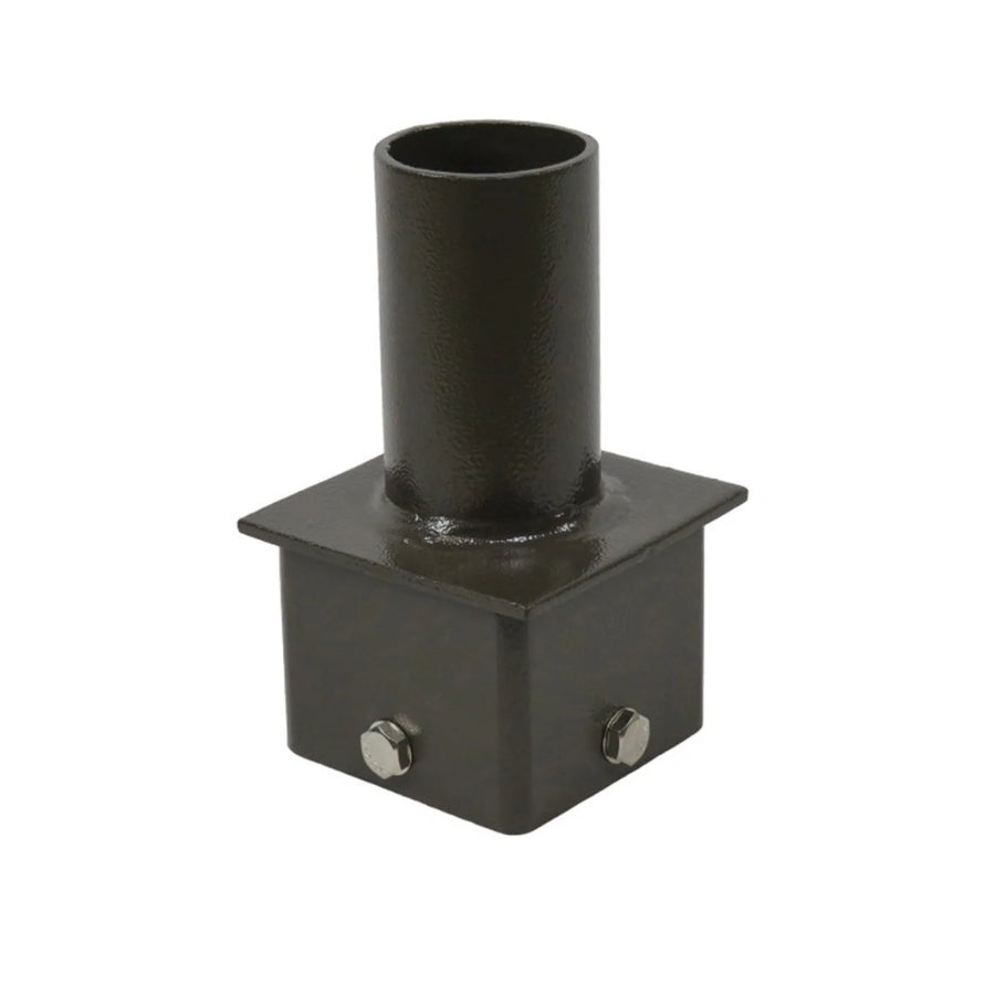 4 Inch Square Base Tenon Adapter for LED Parking Lot Lights & Shoebox Fixtures, Heavy-Duty Steel Pole Top Mount, Fits 4" Square Light Poles, 2-3/8" OD Vertical Tenon, Corrosion-Resistant Outdoor Mounting Adapter